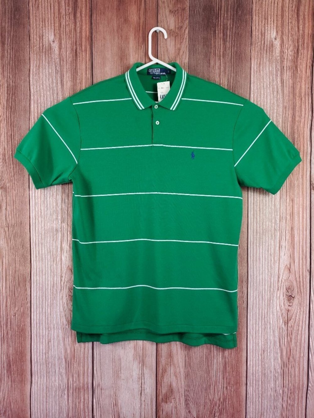 NWT Vintage Polo by Ralph Lauren Mens Large Green SS Polo Shirt Classic Fit